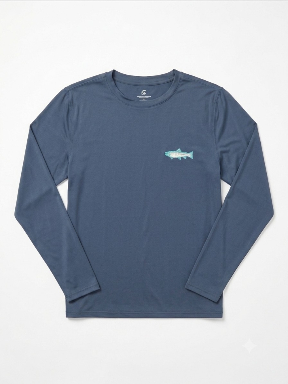 Class Club Boys 14/16 Blue Long-Sleeve Swim Rash Sun Guard with Aqua Fish Patch